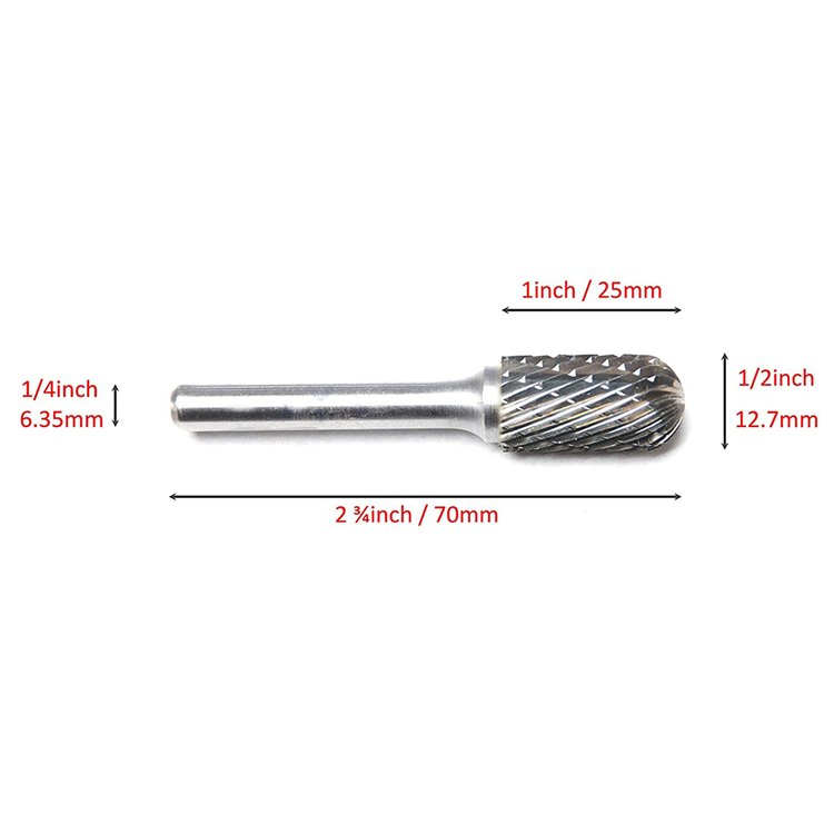Sc-5 Strawberries Carbide Burr 1/4 Inch Shank Cylinder Ball Shape With End Cut Podiatry Carbide Burrs for Stone