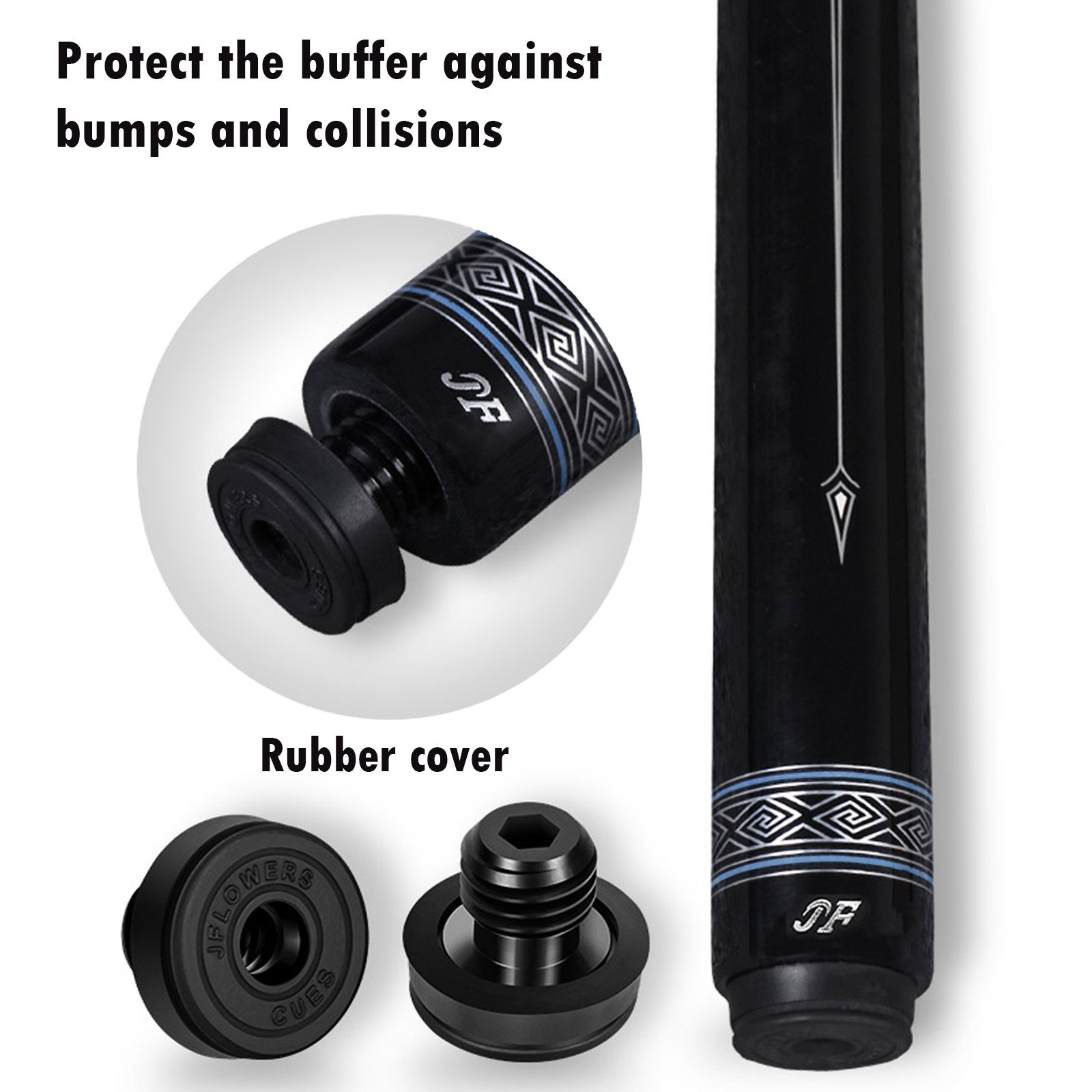 JFLOWERS JF10-23F Billiard Pool Cue Stick Carbon Fiber Shaft Tip 12.5mm 147cm Cue Stick Radial 3/8*8 Joint Kit