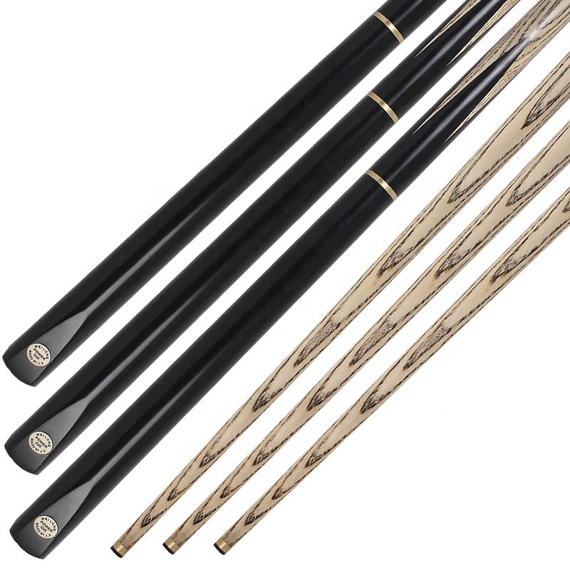 TQG-JX-008 Snooker Cue Tip 9.5mm Three-Quarters White Wax Wood Blended Ebony Stainless Steel Joint with Ash Wood Butt Sleeve