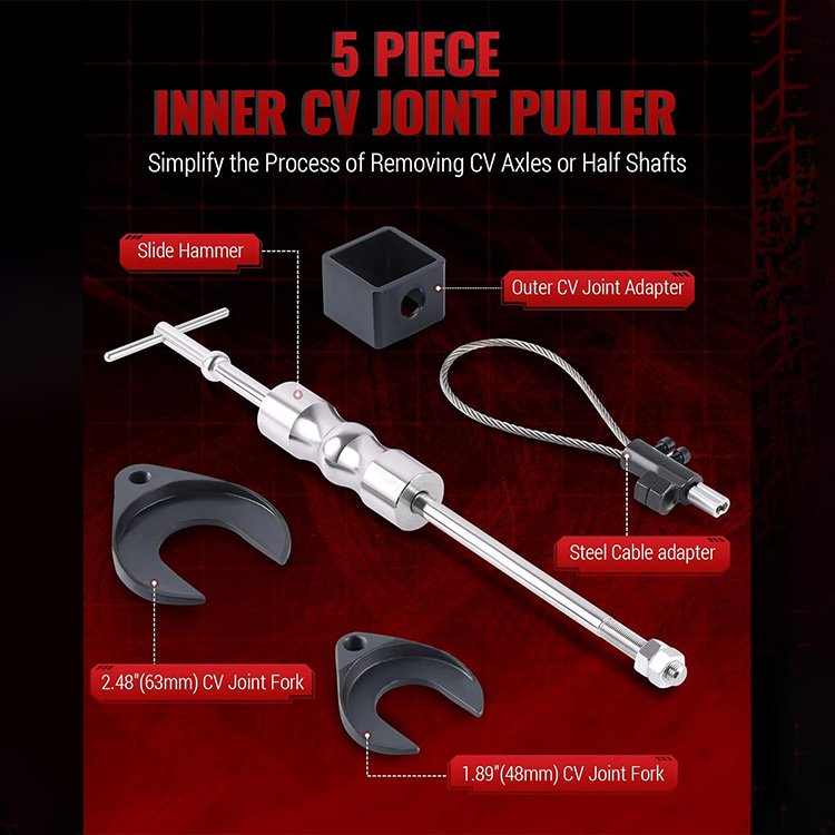 Front Wheel Drive Axle Half Shaft Removal Tool Kit With Inner Cv Axle Puller With Heavy Duty Slide Hammer