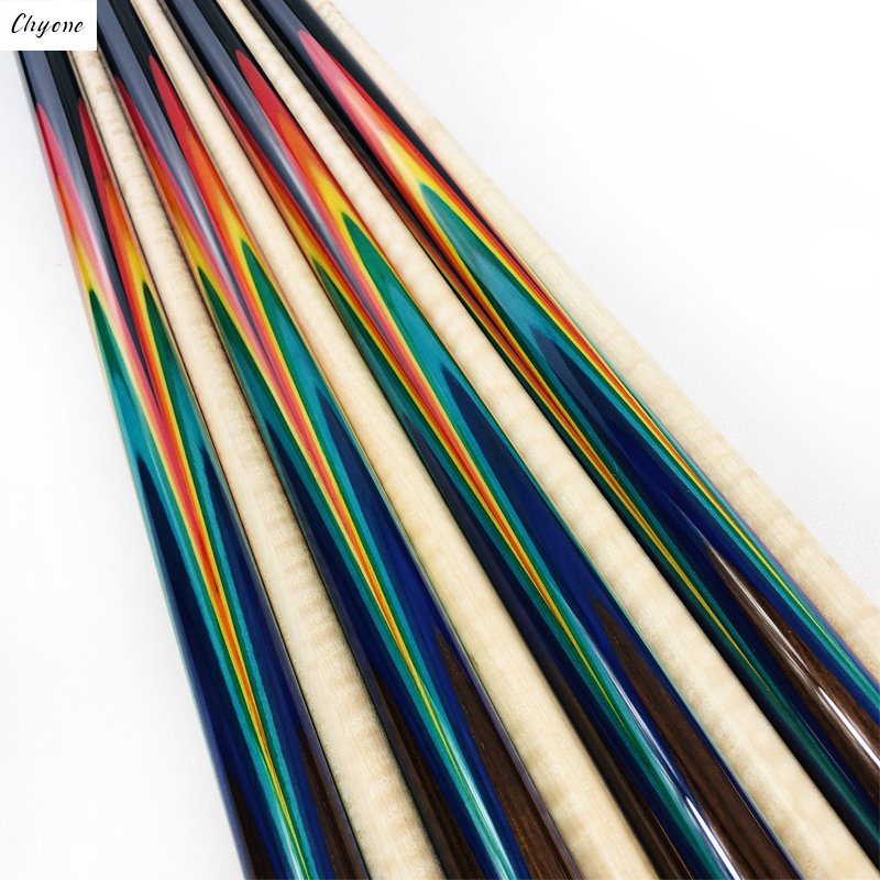 Chyone Custom rainbow Design Gabon Ebony Carom Cue Laminated Shaft Turquoise Inlay Carom Cue Billiard Pool Cue