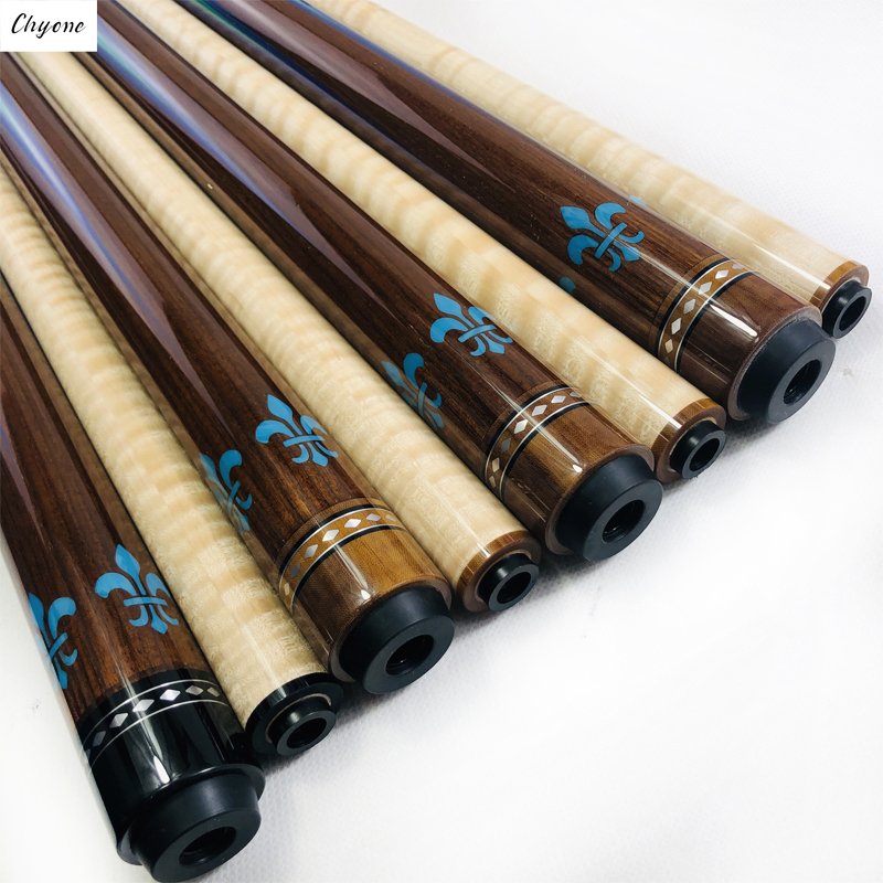 Chyone Custom rainbow Design Gabon Ebony Carom Cue Laminated Shaft Turquoise Inlay Carom Cue Billiard Pool Cue