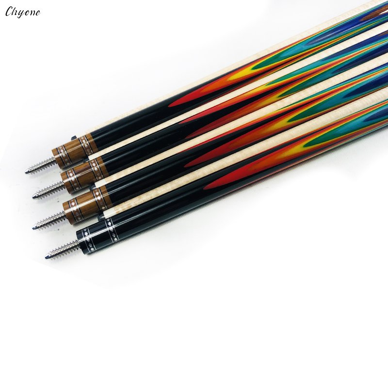 Chyone Custom rainbow Design Gabon Ebony Carom Cue Laminated Shaft Turquoise Inlay Carom Cue Billiard Pool Cue