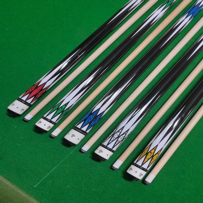 Wholesale Nine-Ball Black Eight Chinese Billiard Cue 13mm Big Head 1/2 Split Maple Butt Cross-Border Explosions Fancy Cues Pool