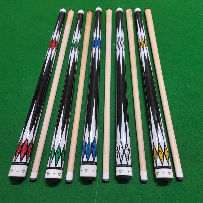 Wholesale Nine-Ball Black Eight Chinese Billiard Cue 13mm Big Head 1/2 Split Maple Butt Cross-Border Explosions Fancy Cues Pool