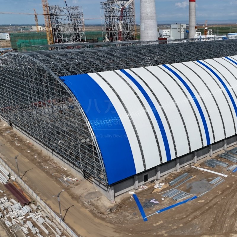 Outdoor Steel Grid Frame Storage Shed Bolt Ball Joint Structures Construction Prefab Coal Storage Shed
