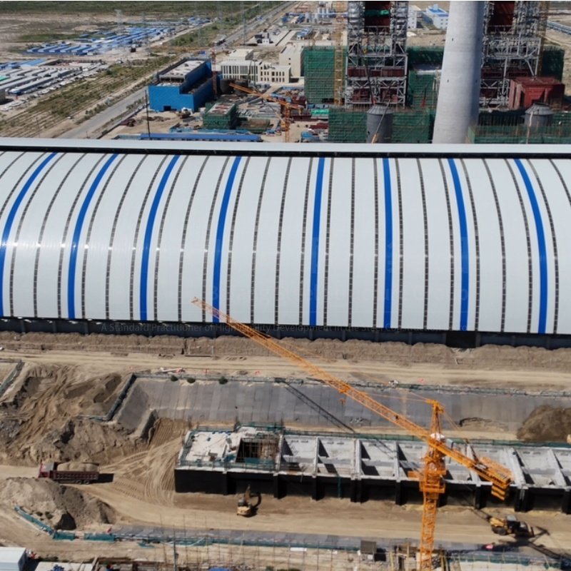 Outdoor Steel Grid Frame Storage Shed Bolt Ball Joint Structures Construction Prefab Coal Storage Shed