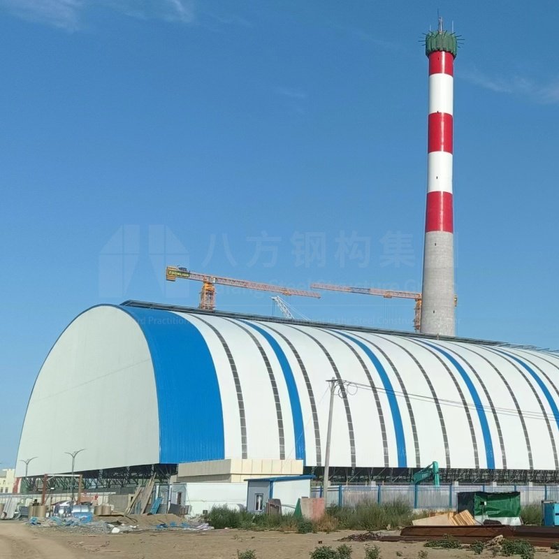 Outdoor Steel Grid Frame Storage Shed Bolt Ball Joint Structures Construction Prefab Coal Storage Shed