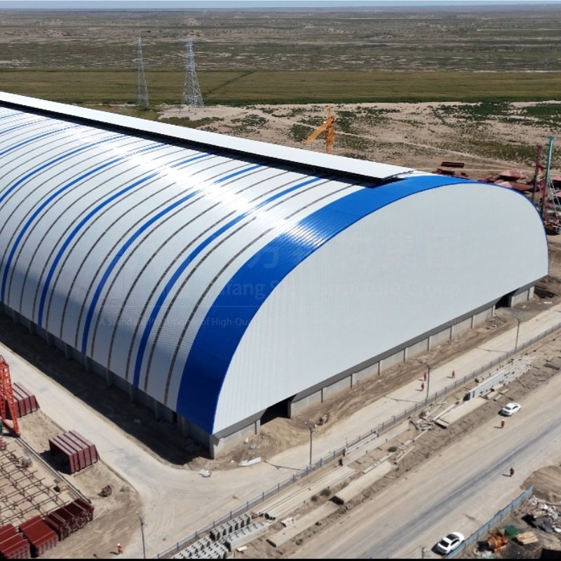 Outdoor Steel Grid Frame Storage Shed Bolt Ball Joint Structures Construction Prefab Coal Storage Shed