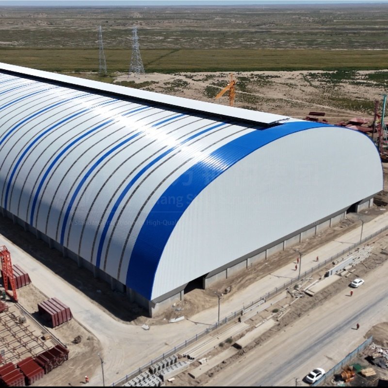 Outdoor Steel Grid Frame Storage Shed Bolt Ball Joint Structures Construction Prefab Coal Storage Shed