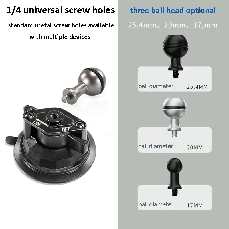 Car Accessories 25mm 20mm 17mm Ball Joint Mount with Suction Cup for Industry Mount Carbon Fiber Telescopic Arm Phone Holders