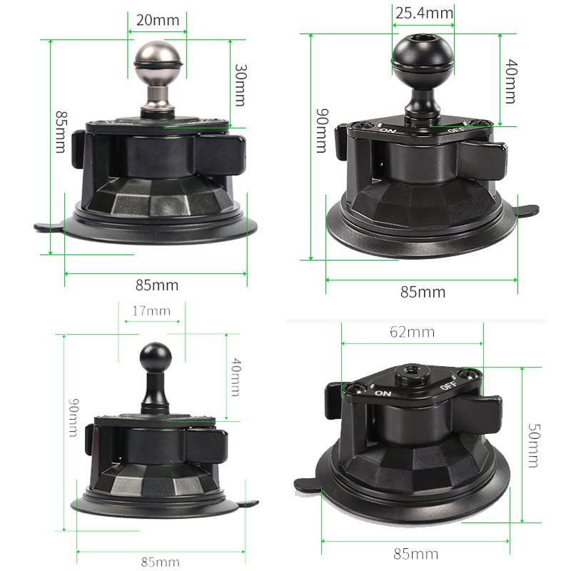 Car Accessories 25mm 20mm 17mm Ball Joint Mount with Suction Cup for Industry Mount Carbon Fiber Telescopic Arm Phone Holders