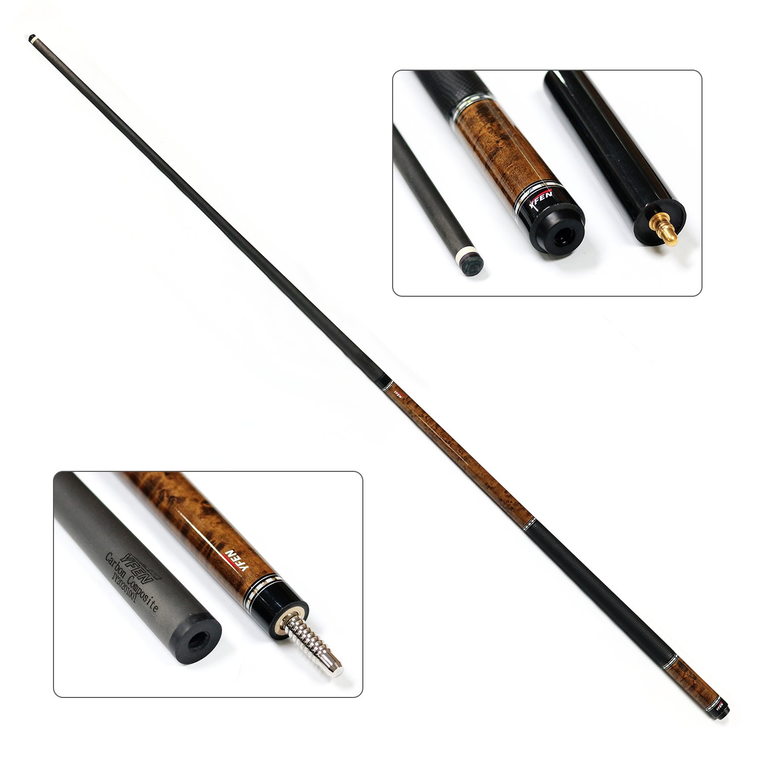 Superior Quality Full Carbon Fiber Shaft YFEN Billiard Pool Cue 11.5 mm 12.5 mm Tip