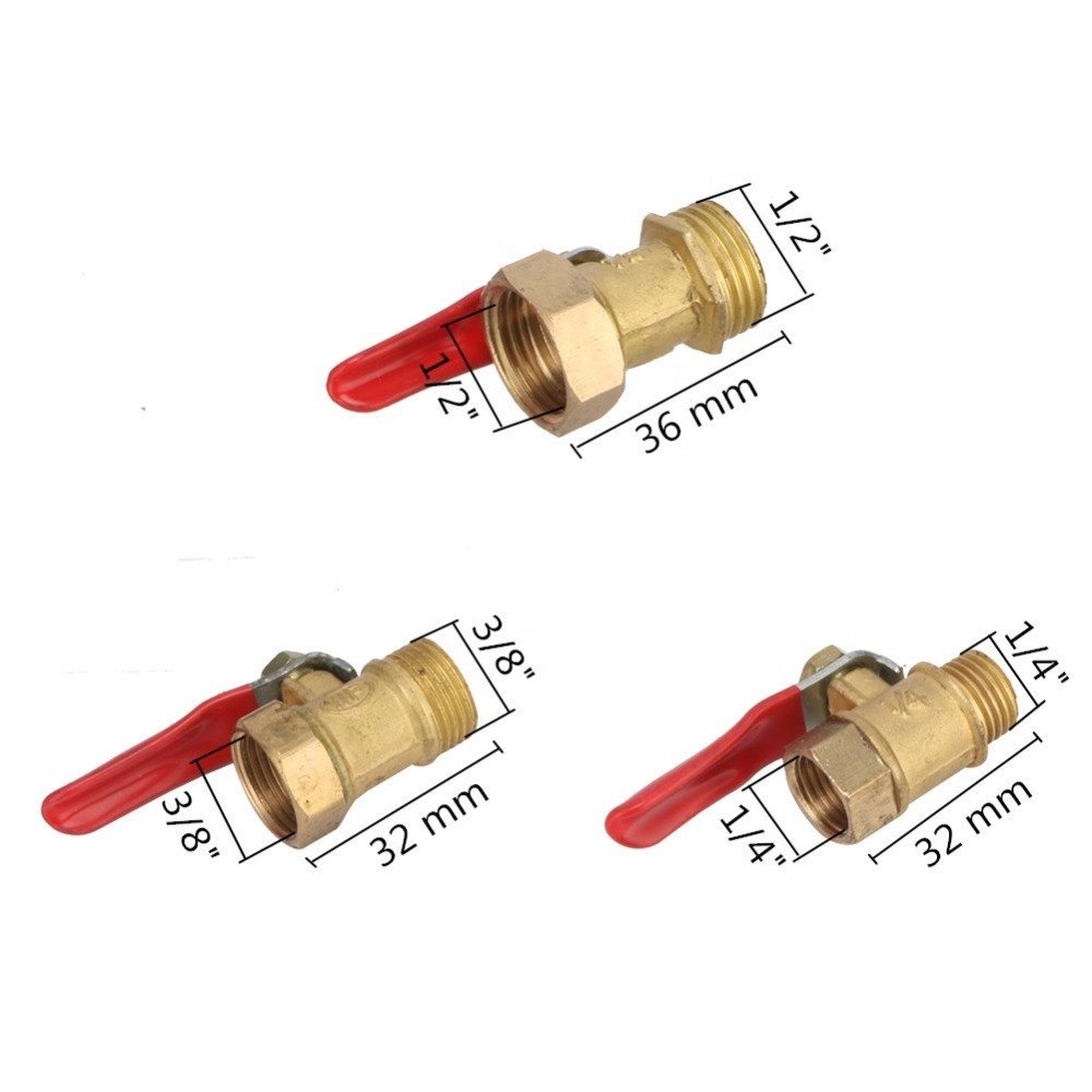 1/4'' 3/8'' 1/2" Female Male Thread Brass Connector Joint Pipe Fitting Adapter Coupling Gas Ball Valve