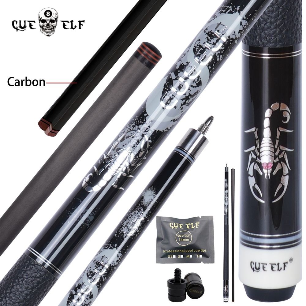 CUEELF Carbon Fiber Billiard Cues Real Leather Warp Billiard Pool Cue Attach Cue Extention 12.5mm Tip Size
