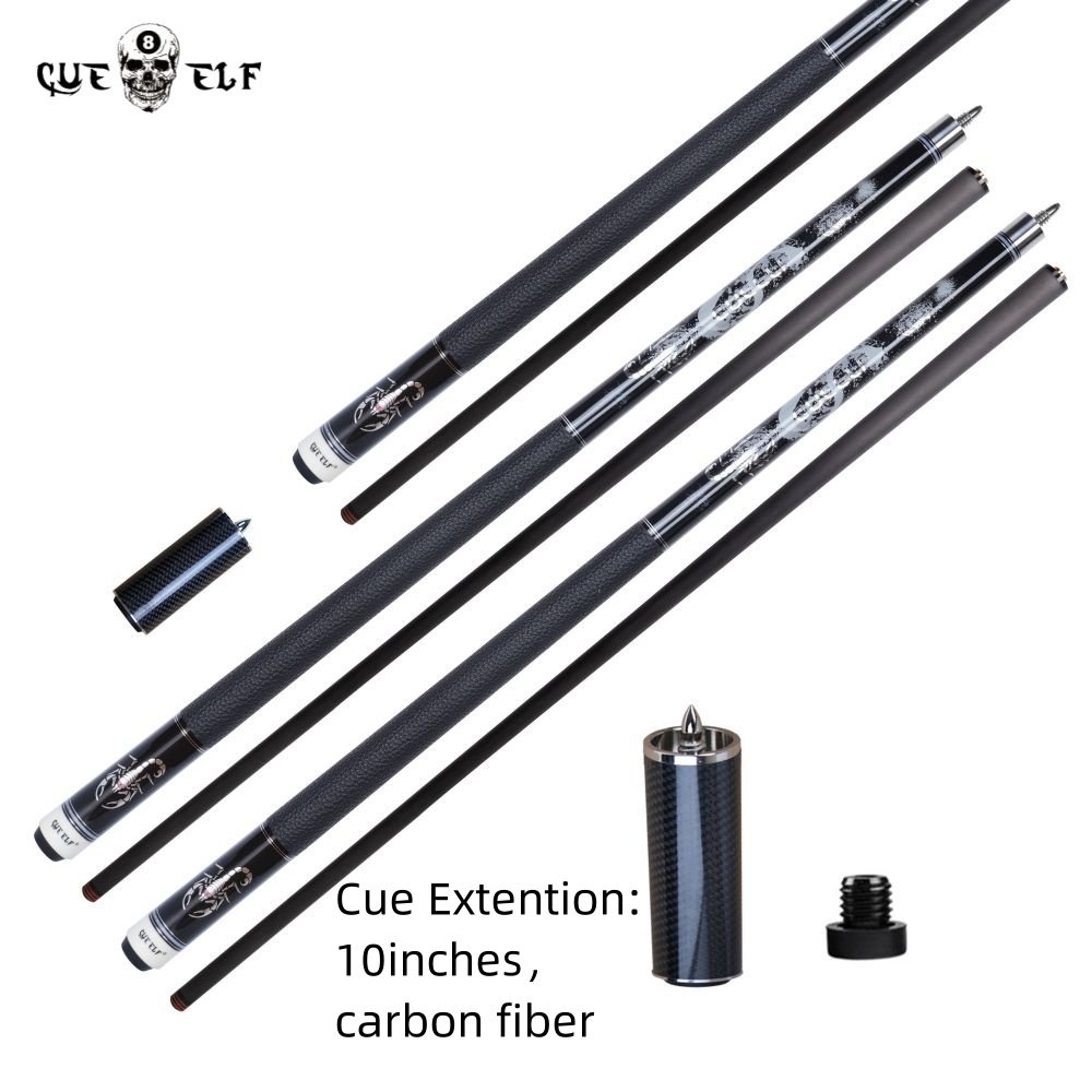 CUEELF Carbon Fiber Billiard Cues Real Leather Warp Billiard Pool Cue Attach Cue Extention 12.5mm Tip Size