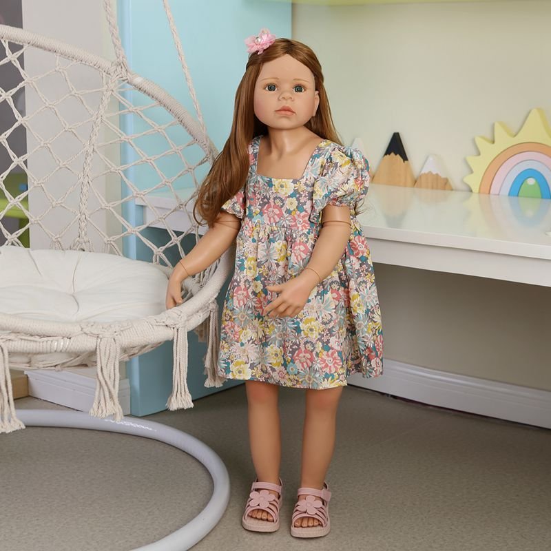 NPK 98CM Real Baby Original Masterpiece Doll Toddler Princess Baby Girl 3-4years Old Dress Model Ball Jointed Full Body