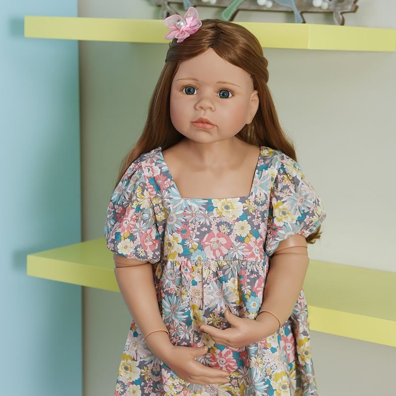 NPK 98CM Real Baby Original Masterpiece Doll Toddler Princess Baby Girl 3-4years Old Dress Model Ball Jointed Full Body