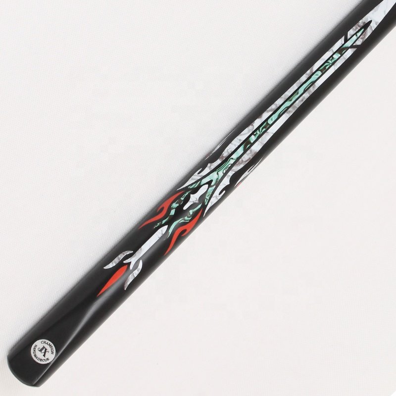 TQG-JX-019 57-Inch Three-Quarters 9.5mm White Wax Wood Digital Badge Stainless Steel Joint Ebony/Maple Butt Sleeve Snooker Cue