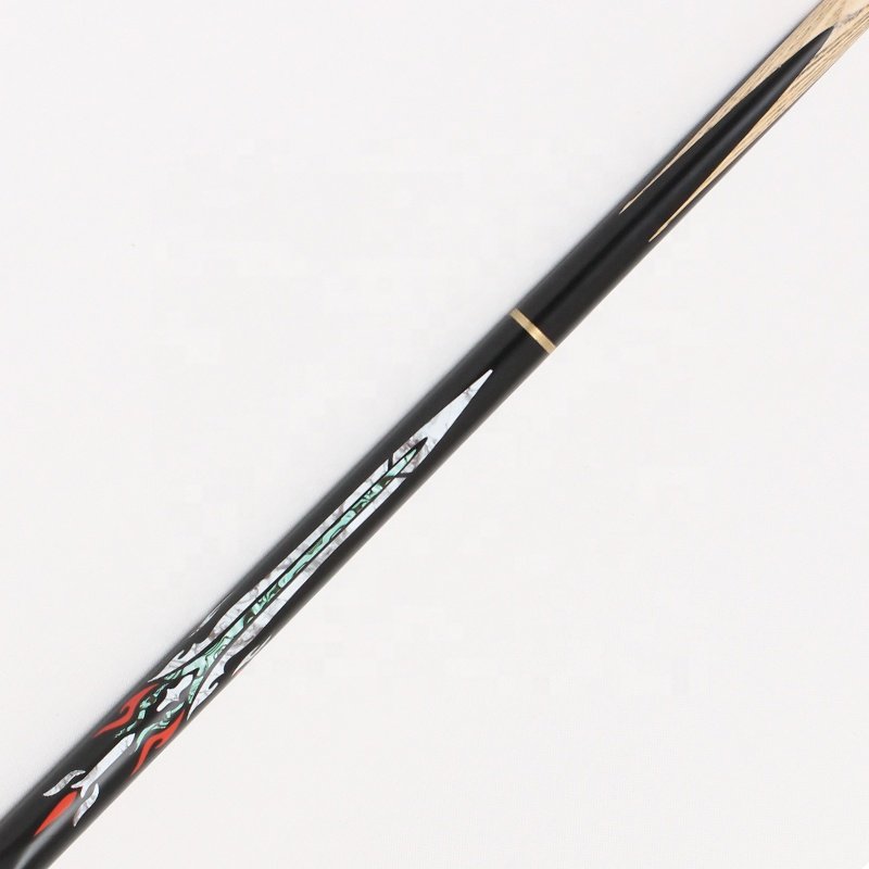TQG-JX-019 57-Inch Three-Quarters 9.5mm White Wax Wood Digital Badge Stainless Steel Joint Ebony/Maple Butt Sleeve Snooker Cue