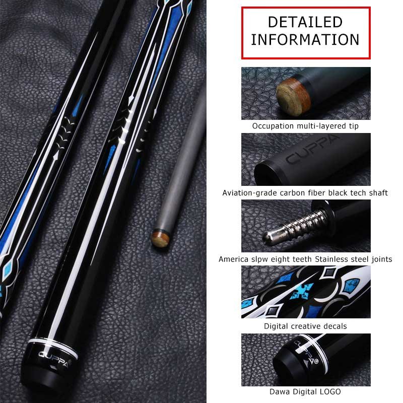 CUPPA Billiard Pool Stick America 1/2 Split Cue Nine Ball Cues Carbon Fibre Shaft Sport Games Tip Size 10.5 11.5 12.5mm 58inch