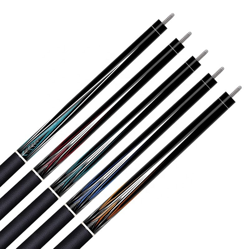 TQG-LC-081-5 1/2 Split 12..5mm with Multiple Designs Steel Joint and Label Maple Butt Billiards Cue Carbon Fiber Pool Cue