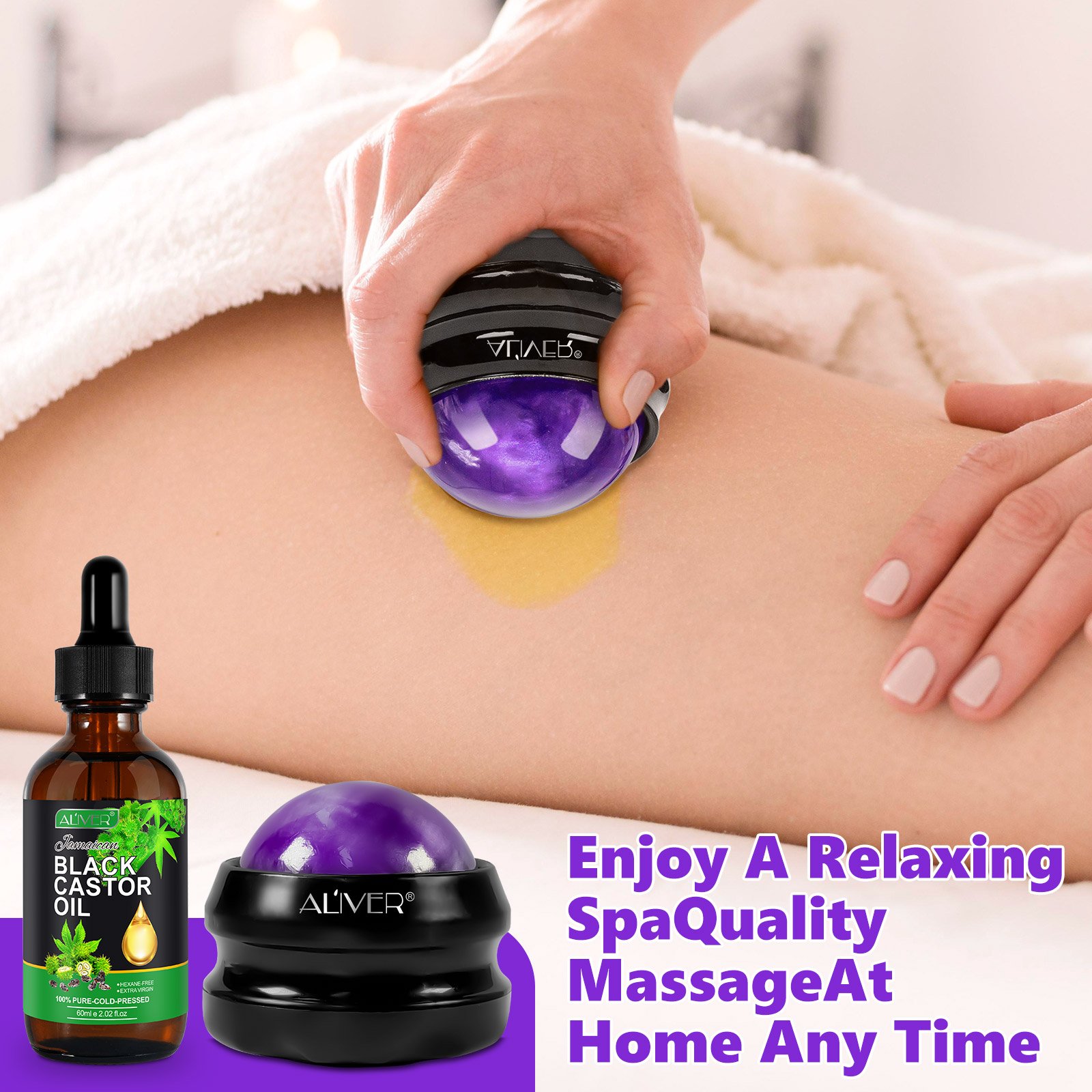 ALIVER Body Therapy Tool Foot Massage Roller Ball for Sore Muscles Oil Neck Back Deep Tissue Stiffness Joint Pain Stress Relief