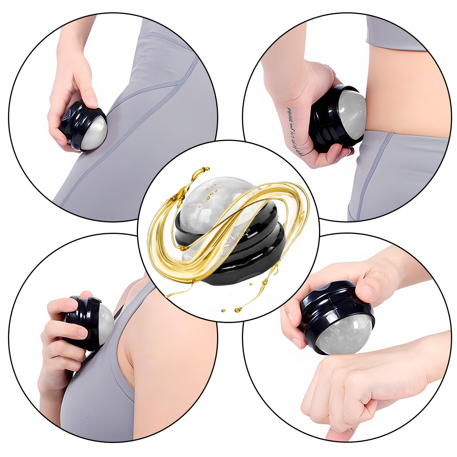 ALIVER Body Therapy Tool Foot Massage Roller Ball for Sore Muscles Oil Neck Back Deep Tissue Stiffness Joint Pain Stress Relief