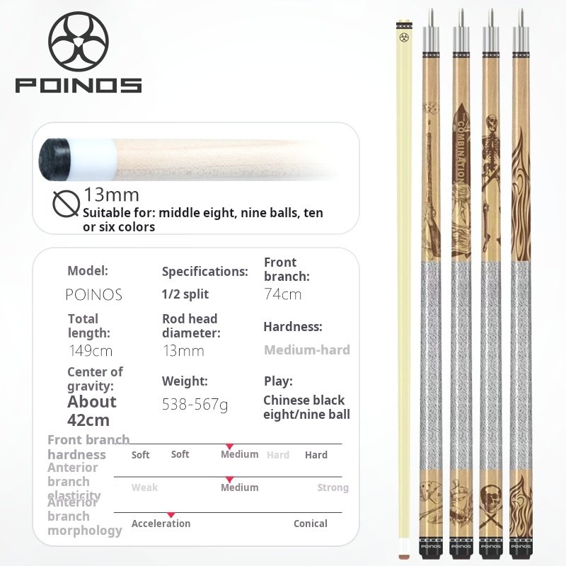 13mm Tip 58inch 1/2 Split Billiard Pool Cue With Barrel JMC a Degree Maple Nine-ball Cue Stick