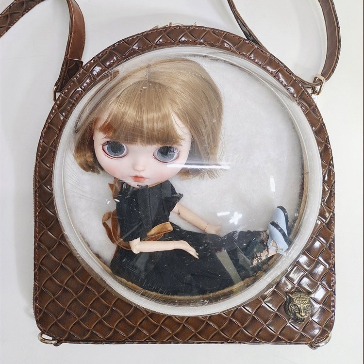 Custom Cute Ragdoll Blythe Ball-jointed Doll 6 Display Bag Clear Shoulder Backpack for Girls Genuine Leather Ita Bag