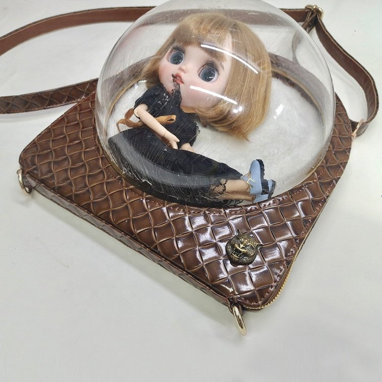 Custom Cute Ragdoll Blythe Ball-jointed Doll 6 Display Bag Clear Shoulder Backpack for Girls Genuine Leather Ita Bag
