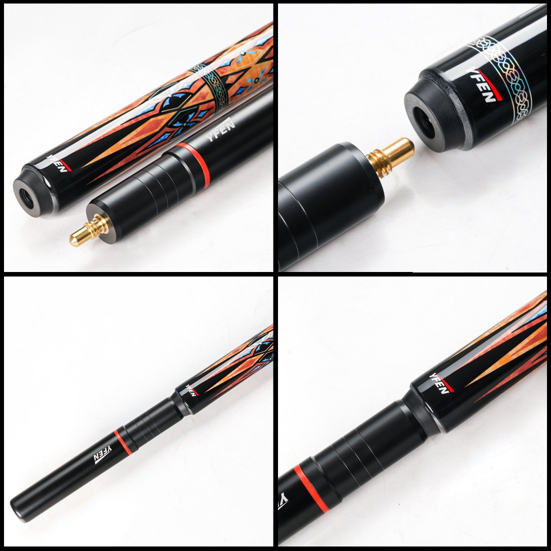 YFen Carbon Fiber Shaft Black Technology Handmade 11.5mm/12.5mm Tip 3/8*9 Joint Billiard Pool Cue Stick