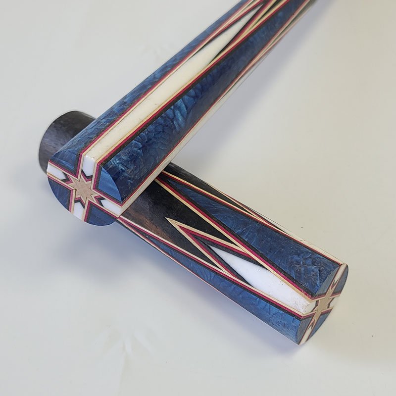 Xmlivet Half-finished 8pieces Dark Blue Dragon Scale Splicing Inlay Ebony Pool Billiard Cue Butt Sleeves Custom for Cue Makers