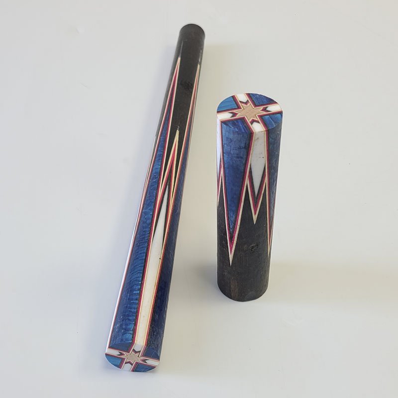 Xmlivet Half-finished 8pieces Dark Blue Dragon Scale Splicing Inlay Ebony Pool Billiard Cue Butt Sleeves Custom for Cue Makers