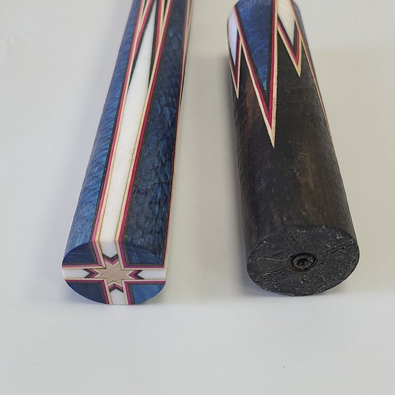 Xmlivet Half-finished 8pieces Dark Blue Dragon Scale Splicing Inlay Ebony Pool Billiard Cue Butt Sleeves Custom for Cue Makers