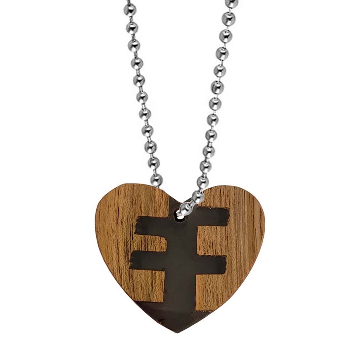 Pendant Necklace Handmade Classic Heart Resin Wood Necklaces Custom Color Metal Ball Chain Silver Neck Jewelry Wholesale