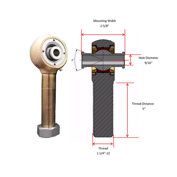 Male Ball Flex Johnny Joint Knuckle Spherical Plain Shaft Bearing Thread Rod End Metric