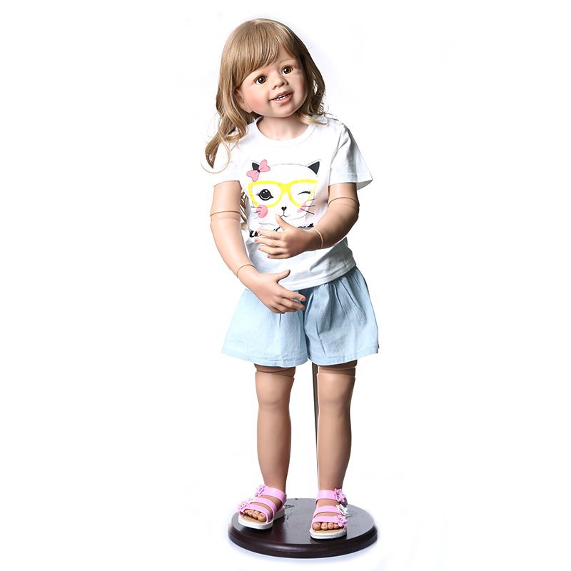 NPK 98CM Original Reborn Toddler Doll Standing Ball Jointed Full Body Real Child Size Dress Model Bebe Doll Big Doll