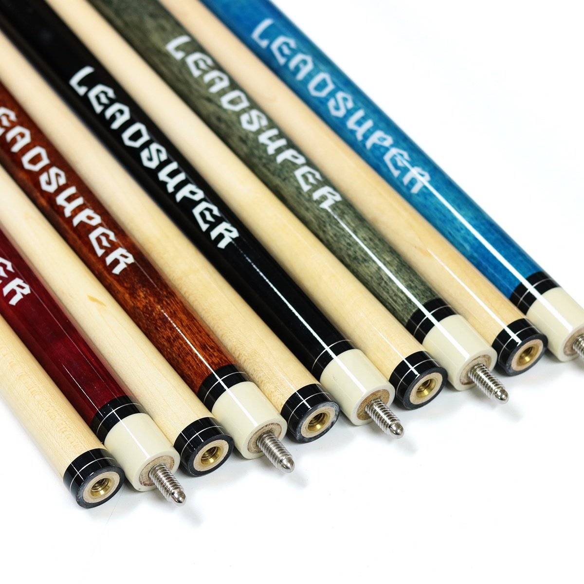 Leadsuper Multi Color Maple Wood 1/2 Jointed 57 Inch 13mm Tip Billiard Pool Cue Stick