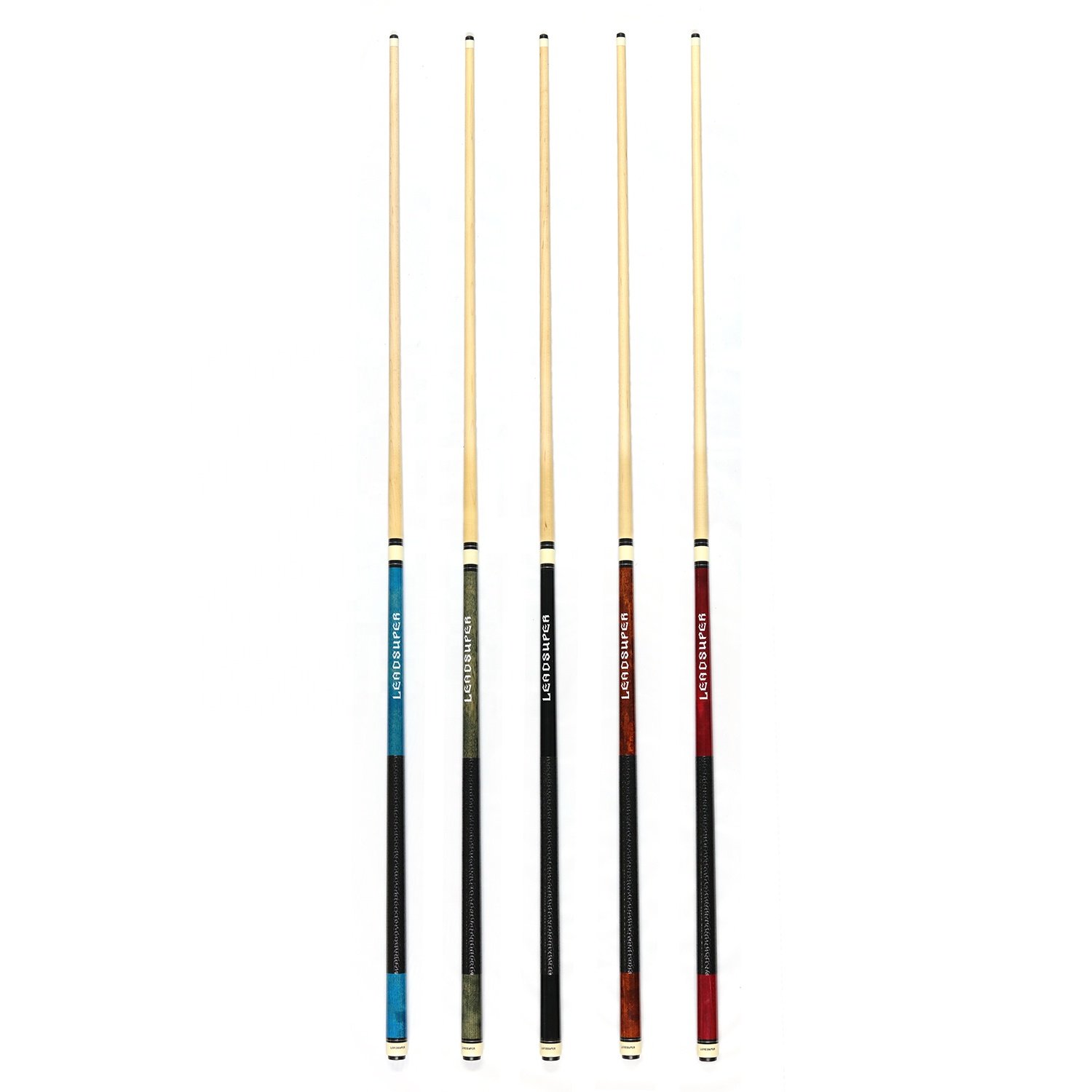Leadsuper Multi Color Maple Wood 1/2 Jointed 57 Inch 13mm Tip Billiard Pool Cue Stick