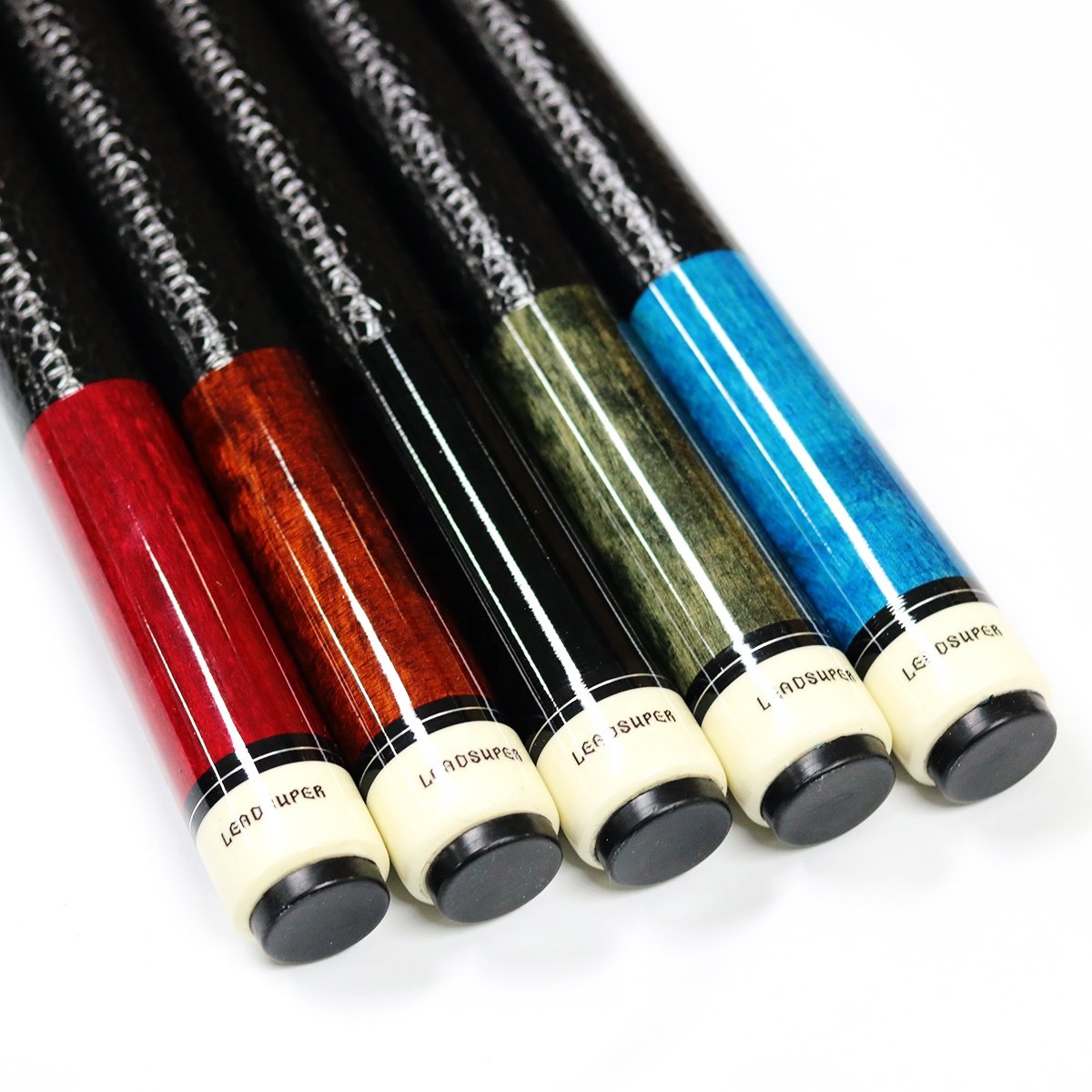 Leadsuper Multi Color Maple Wood 1/2 Jointed 57 Inch 13mm Tip Billiard Pool Cue Stick