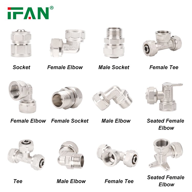 IFAN DIN 16892 Water Gas Pipe Joint Plumbing Materials 1/2" 3/4" 1" Thread PEX Brass Compression Fittings