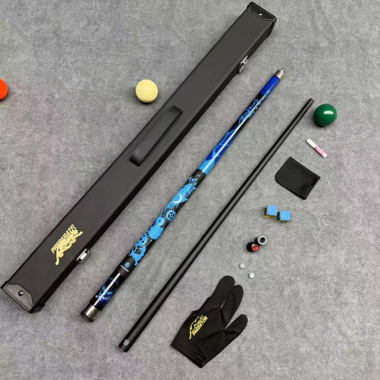 Customized Poinos Private Brand Logo Blue Pool Cue Stick 13Mm Pointed Stylish and Durable High-End Carbon Fiber Billiard Cue