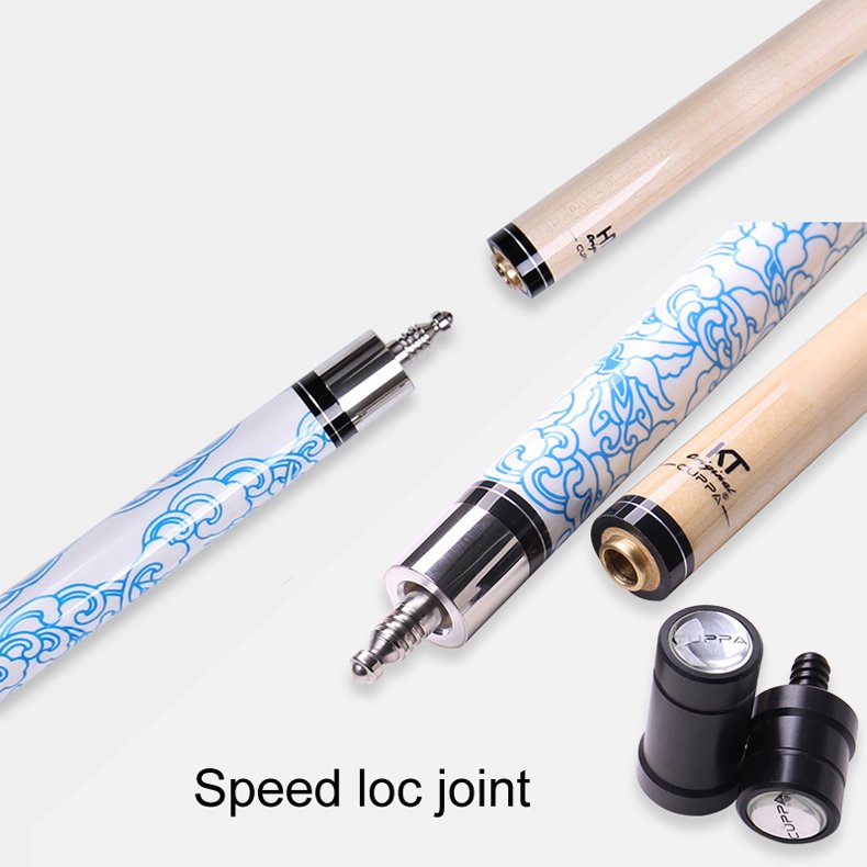 CUPPA POOL Cue Stick With Case Chinese 8 Ball America 9-Ball Billiard Cue 10.5mm 11.75mm 12.75mm Blue and White Design