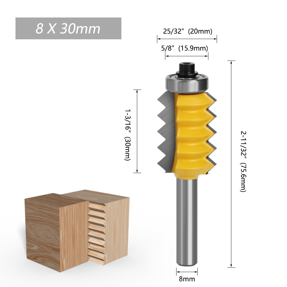 8mm Shank Finger Joint Glue Milling Cutter Raised Panel V Joint Router Bit Set for Woodworking Cone Tenoning Bit-C C082472024Y