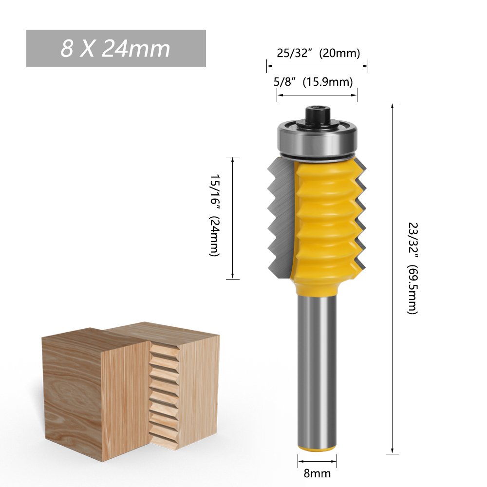8mm Shank Finger Joint Glue Milling Cutter Raised Panel V Joint Router Bit Set for Woodworking Cone Tenoning Bit-C C082472024Y