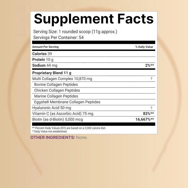 Keto Paleo Unflavored 5 Type I II III V X Multi Collagen Protein Powder with Biotin Vitamin C Hyaluronic Acid