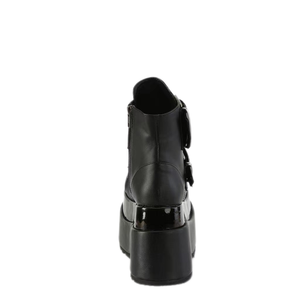 Lace-up Ankle Boot Featuring Double Grommet Buckle Straps Platform Boots with Genuine Leather