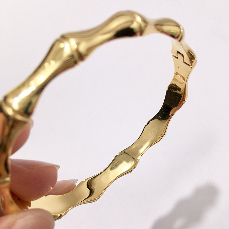 C Brand Stainless Steel Bamboo Joint Bangle Bracelet Designer Gold Bracelets for Women and Men