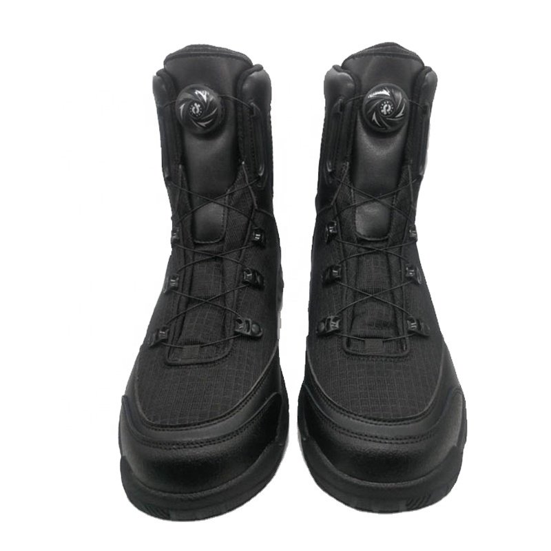 Combat Boots Black Leather Turnbuckle Auto Lace up Tactical Desert Hunting Boots